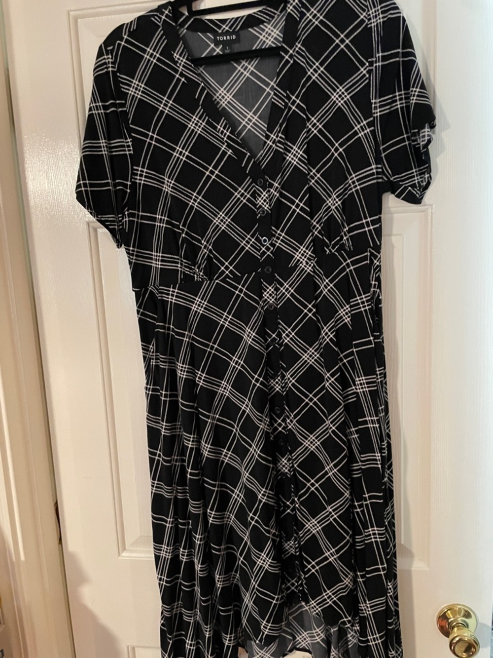 torrid Black & White Plaid Button-Front Midi Dress 1x